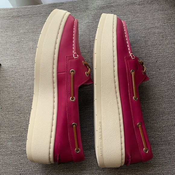 Sperry Pink A/O Top Sider Platform Leather Shoes Size 8.5 - Picture 14 of 16